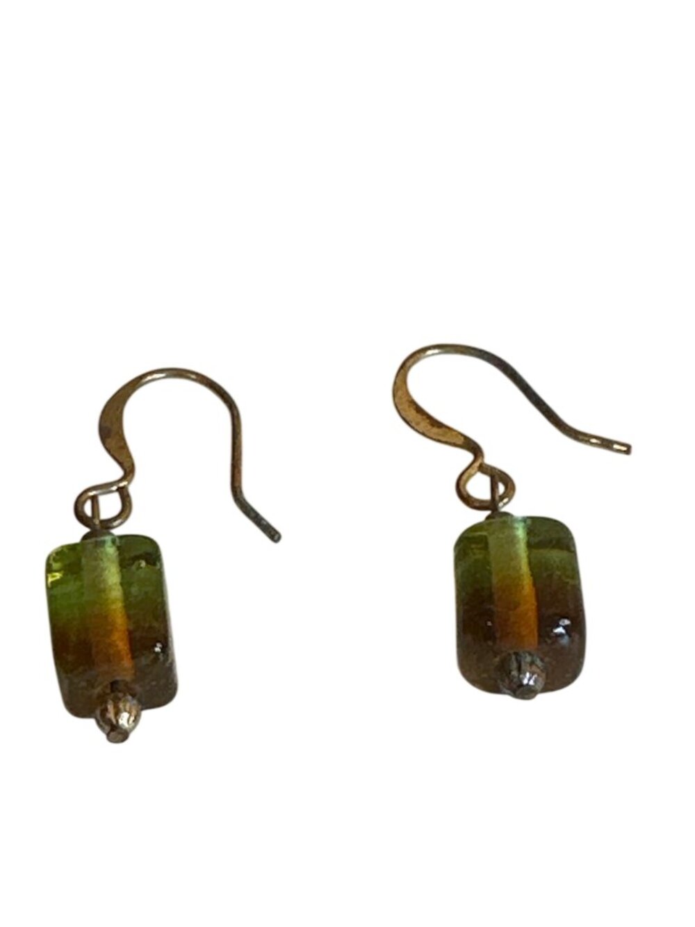 Handmade Dangle Earrings Multicolor Glass Beads & Bronze Hooks Artsy Minimalist